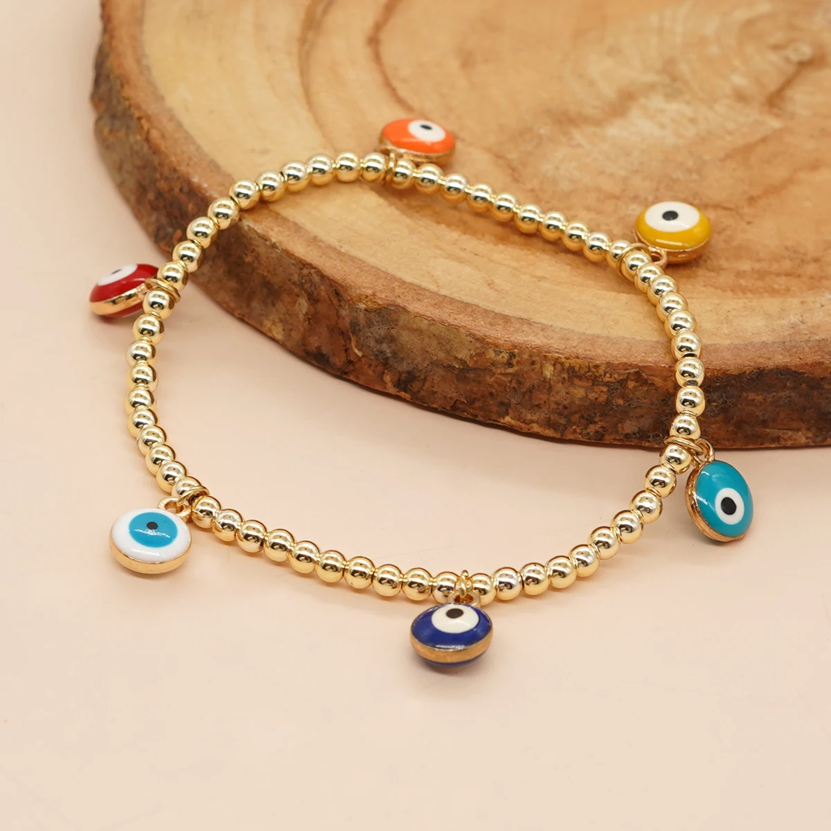 

Go2boho Wholesale Charm Enamel Pendants Gold Plated Evil Eye Bracelet Women Beach Beaded Colorful Fashion Jewelry Bracelets