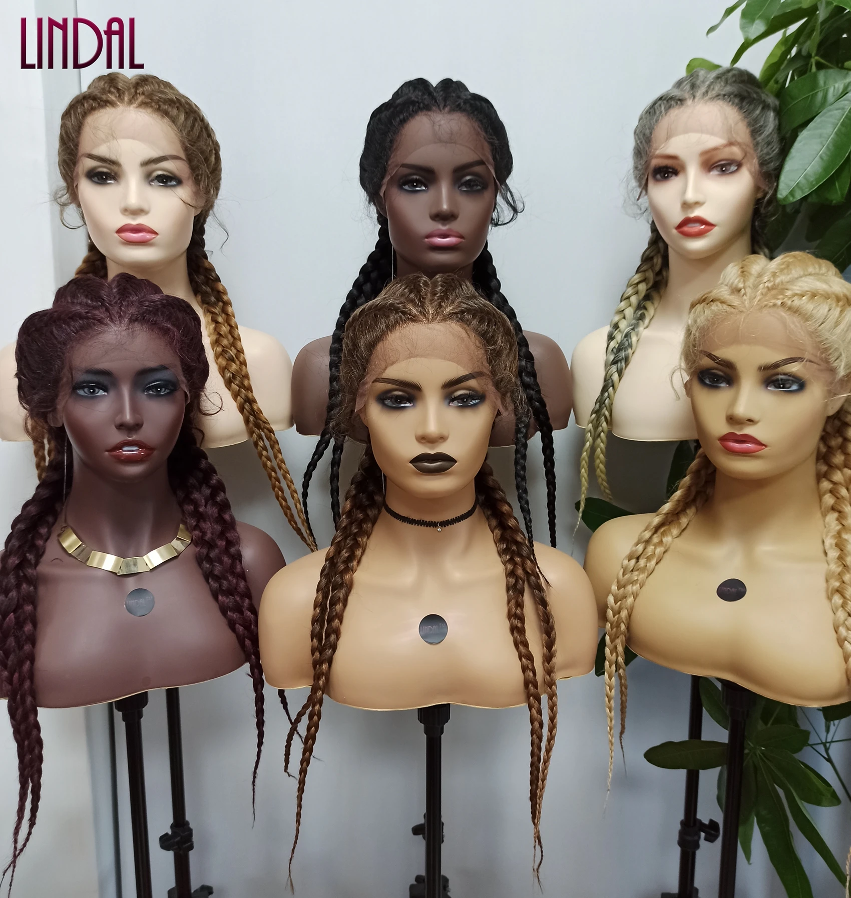 

LINDAL new arrivals realistic hand braided lace front wigs futura afro american top quality synthetic braided wig with baby hair