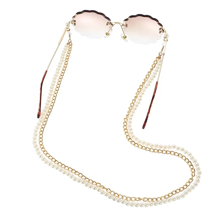 

Fashion Vintage Newest Womens Sunglasses No-slip Hanging Gold Chains Neck Holders Strap Pearl Eyewear Eyeglass Chain
