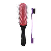 

Edge Control Brush 9 Row Cushion Nylon Bristle Denman Brush Detangler Brush Set For Thick Curly Hair Style