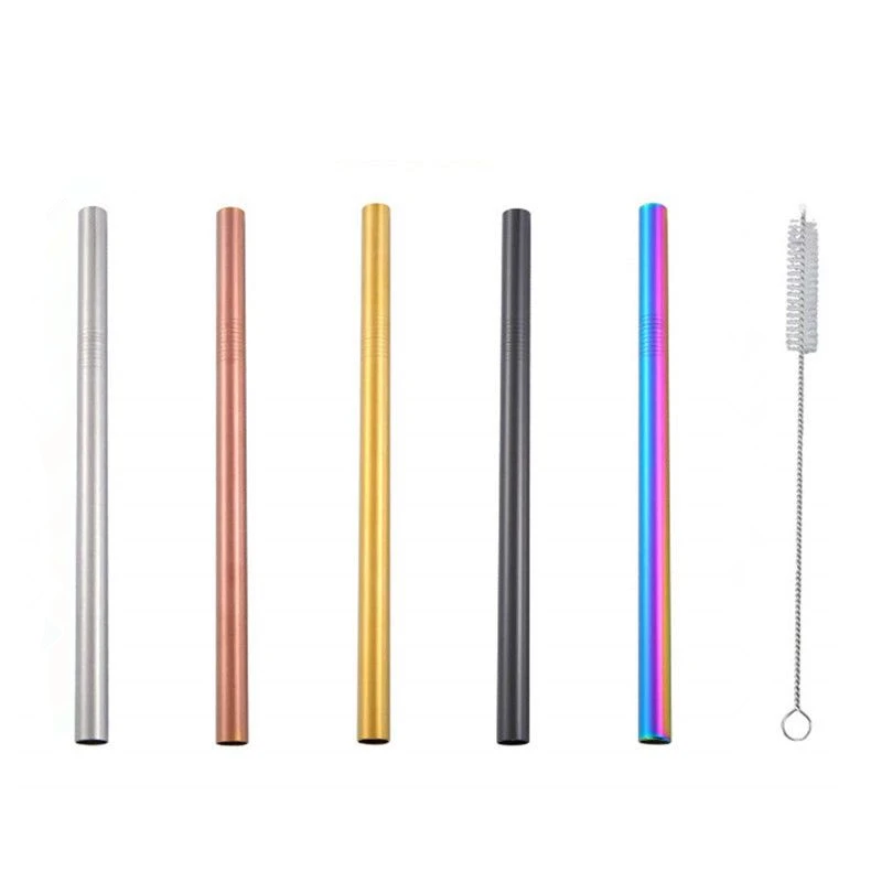 

Wholesale Boba 12mm Metal Straw eco Reusable Cocktail Stainless Steel Drinking Straws with brush Custom Logo bag, Silver/gold/rose gold/rainbow/black/blue/purple