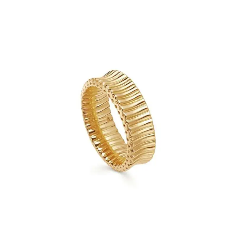 

Wholesale Modern Simple Wide Ring 18K Gold Plated Women Stainless steel Wave Chunky gold Frill Ring, Silver,gold,rose gold custom