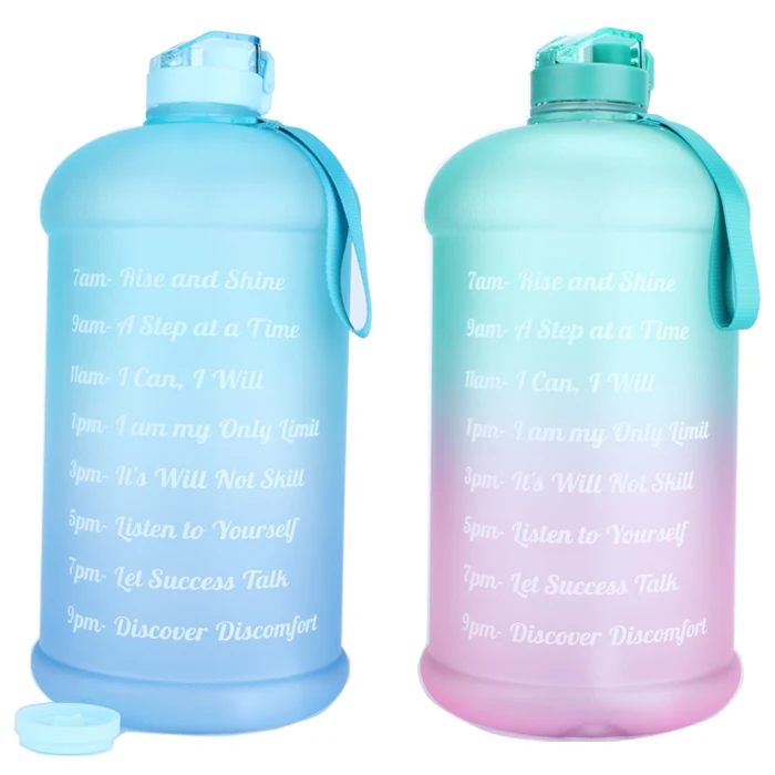 

Stock 128 oz Large Water Bottle with Motivational Time Maker & Chug Lid, Leak-Proof BPA Free Wide Mouth 1gallon