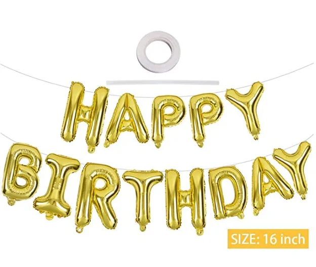 

Nicro 16 inch Kid Happy Birthday Aluminum Balloons Party Supplies Birthday Decoration Foil Alphabet Balloon Banner Set
