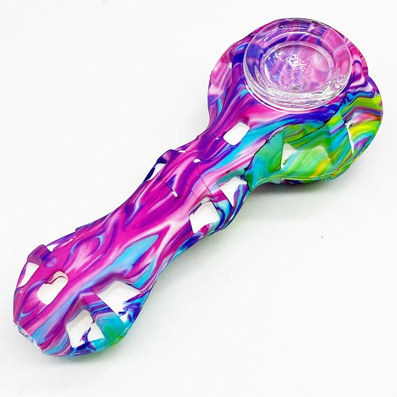 

Shiny Honeycomb Glass Smoking Bee Pipe Food Grade Silicone Smoking Pipe Honeycomb Hot Selling Tobacco Weed Pipes, Colorful
