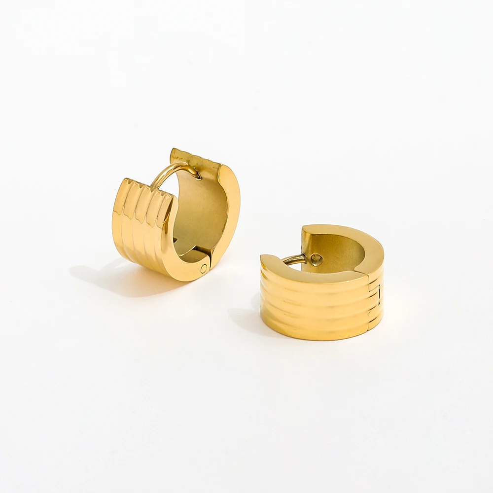 JOOLIM  High End 18K Gold Plated Chunky Huggie Earring Design Jewelry Wholesale