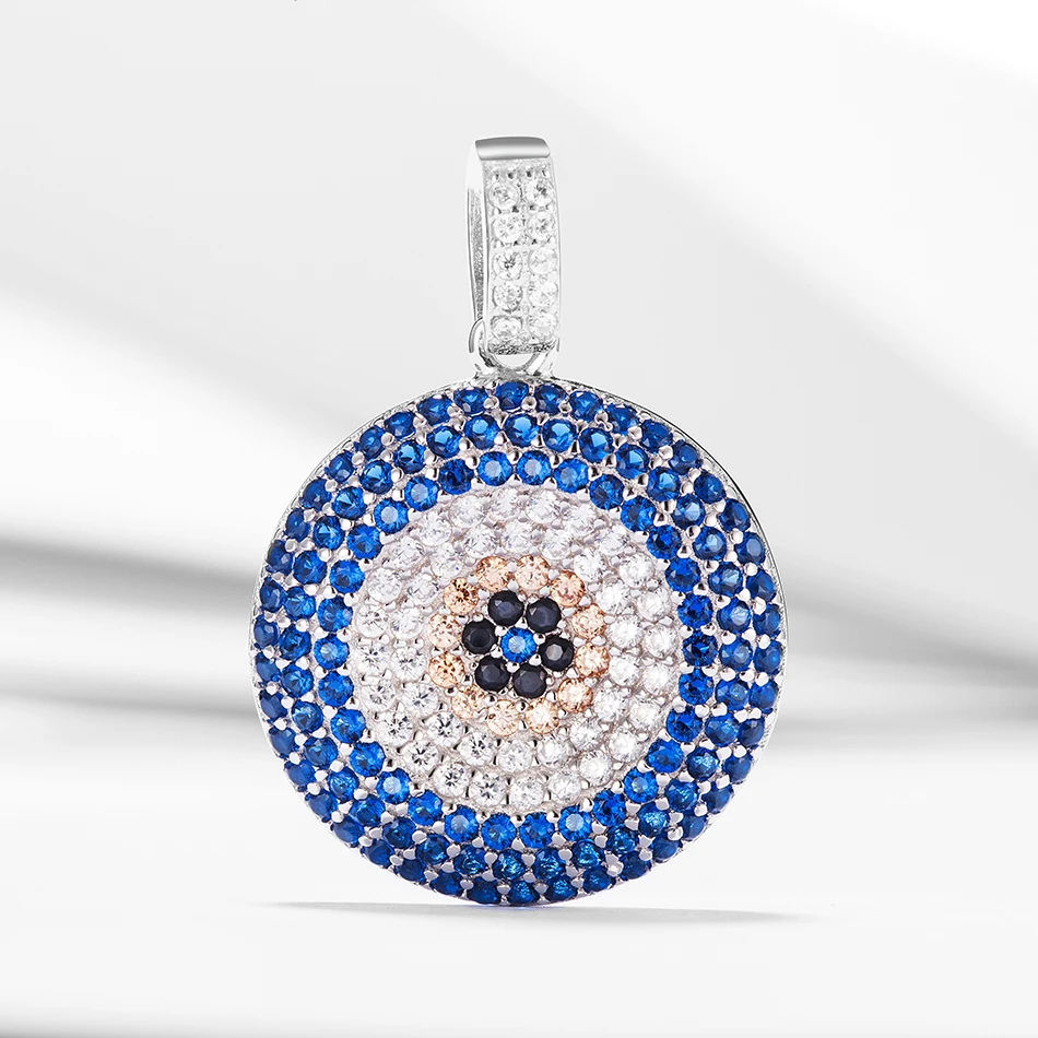 

Gift For Woman 925 Sterling Silver Turkish Eye Pendant Cubic Zircon Blue Eye Pendant Fit Long Chain Necklace