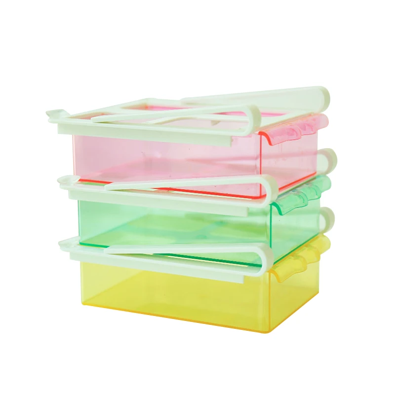 

Refrigerator Organizer Bins with Handle Pull-out Fridge Drawer Organizer Freely Pullable Refrigerator Storage Box, Transparent