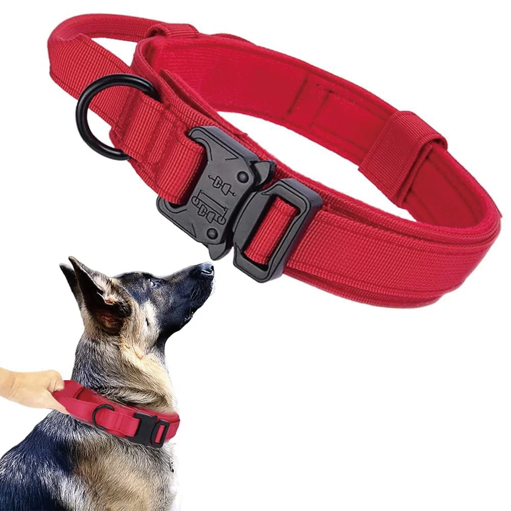 

Tactical Dog Collar Nylon Adjustable K9 Military Dog Collar Heavy Duty Metal Buckle with Handle Dog collar para perro, Customized color