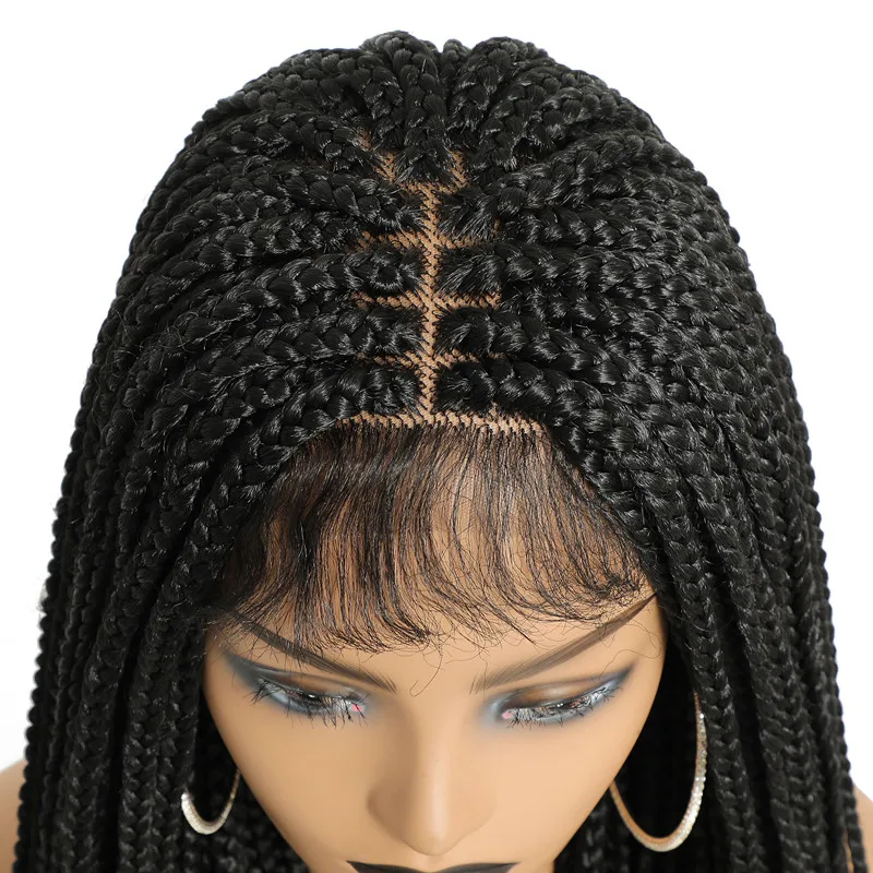 

Hot Sale Crochet Box Braided Lace Front Wigs 4x4" Frontal Closure Synthetic Full Wig with Natural Baby Hair, Ombre color