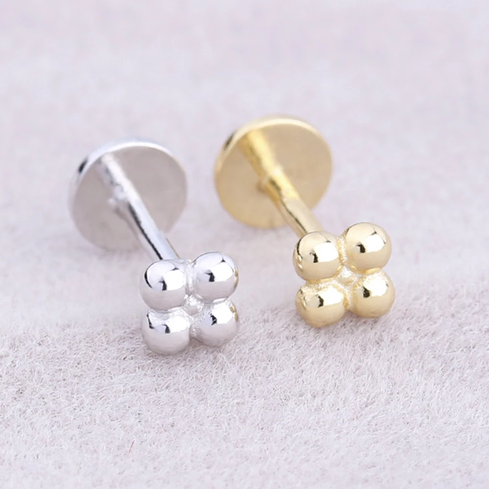 

Body Jewelry Labret Piercing Helix Lip Cartilage Flat Sterling Silver Earrings
