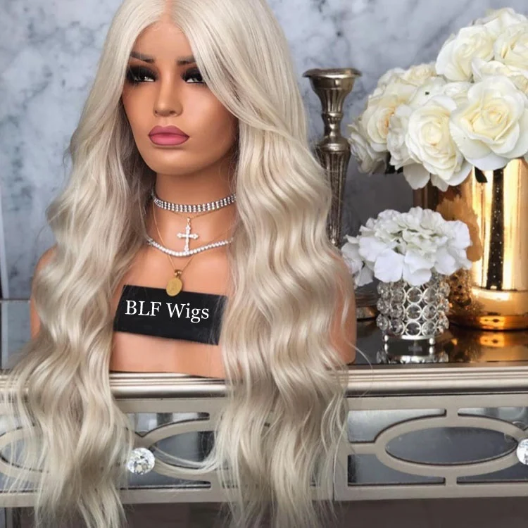 

Blonde Human Hair Full Lace Wig Cuticle Aligned Virgin Brazilian Hair Wigs Transparent HD Lace