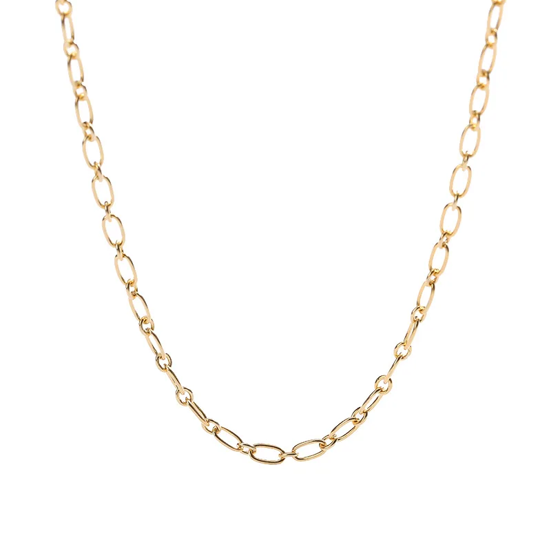 

Vianrla Oval Link Chain Necklace Paperclip Chain Necklace 925 Sterling Silver Gold Chunky Elongated Chain Necklace