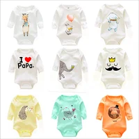 

white pure cotton short sleeve cartoon baby bodysuit