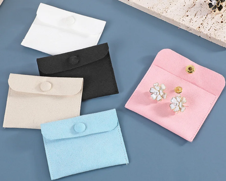 

Multifunction Microfiber Jewelry Packaging Bags Small Envelope Flap Pouch With Bow Knot, Pink /beige /black/ white/ blue
