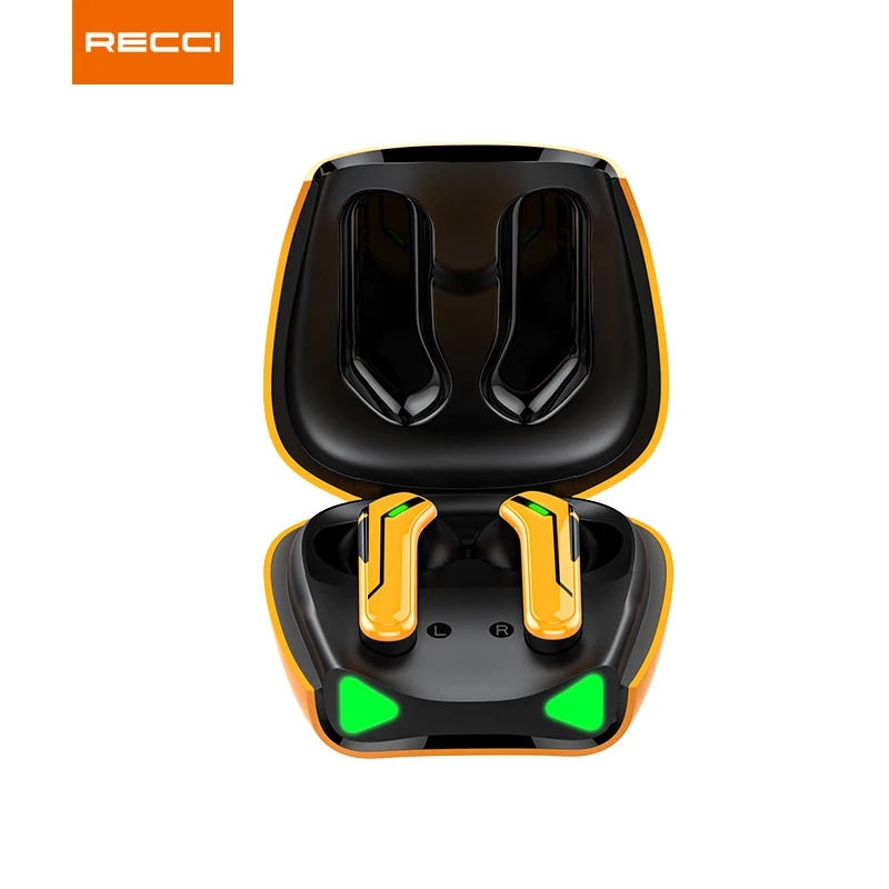 

Recci rep-w28 bumblebee style hands free touch control wireless earbuds headset earphones & headphones with type c charging case