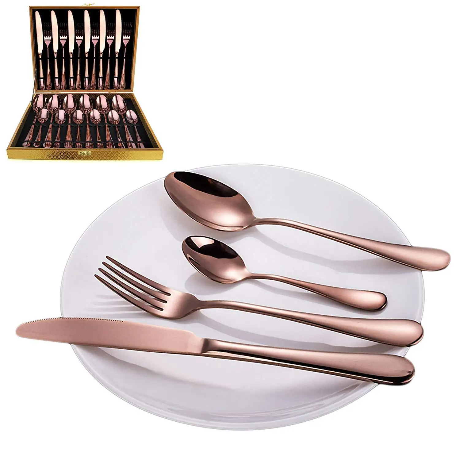 

Amazon Hot Selling Gold Cutlery 24pcs Set Stainless Steel Silverware Serving For 6, Silver/gold/rose gold/colorful/black