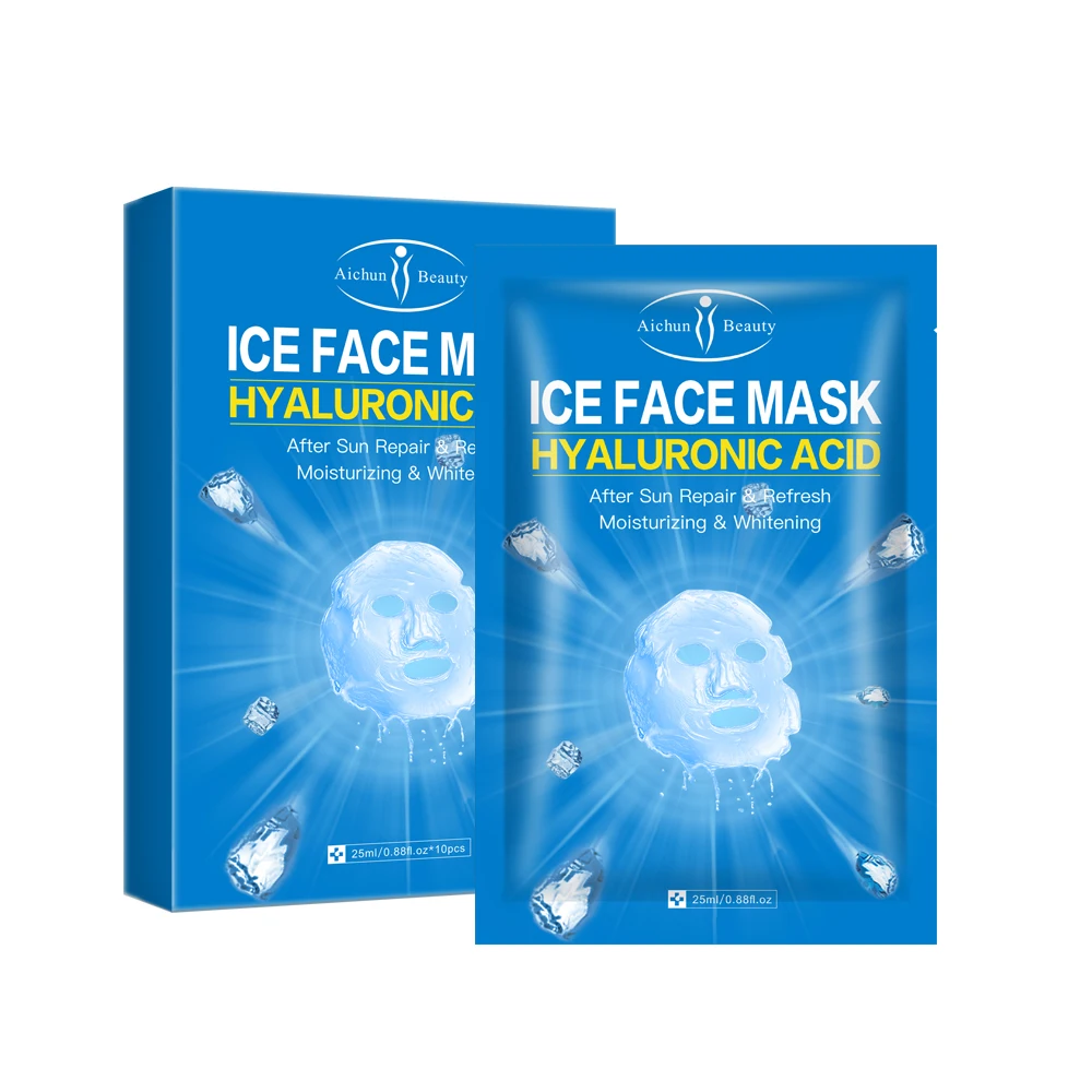 

Skin Care Face Sheet Ice Mask Organic Hyaluronic Acid Facial Mask After Sun Repair, White