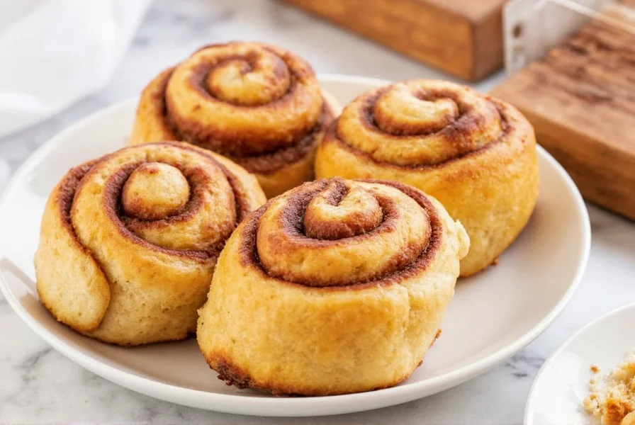 Step-by-step visual guide showing vegan cinnamon roll dough preparation, rolling, cutting, and baking process with clear labeling of each stage