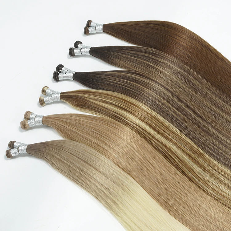 Brazilian Remy Hair Extensions for Single Weft Blonde Highlights Wave Virgin Human Hair