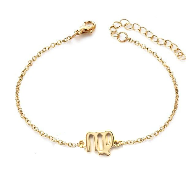 

Gold Sliver 12 Zodiac Sign Bracelet Constellations Zinc Alloy Bracelets with Cards Package Popular Gift Jewelry