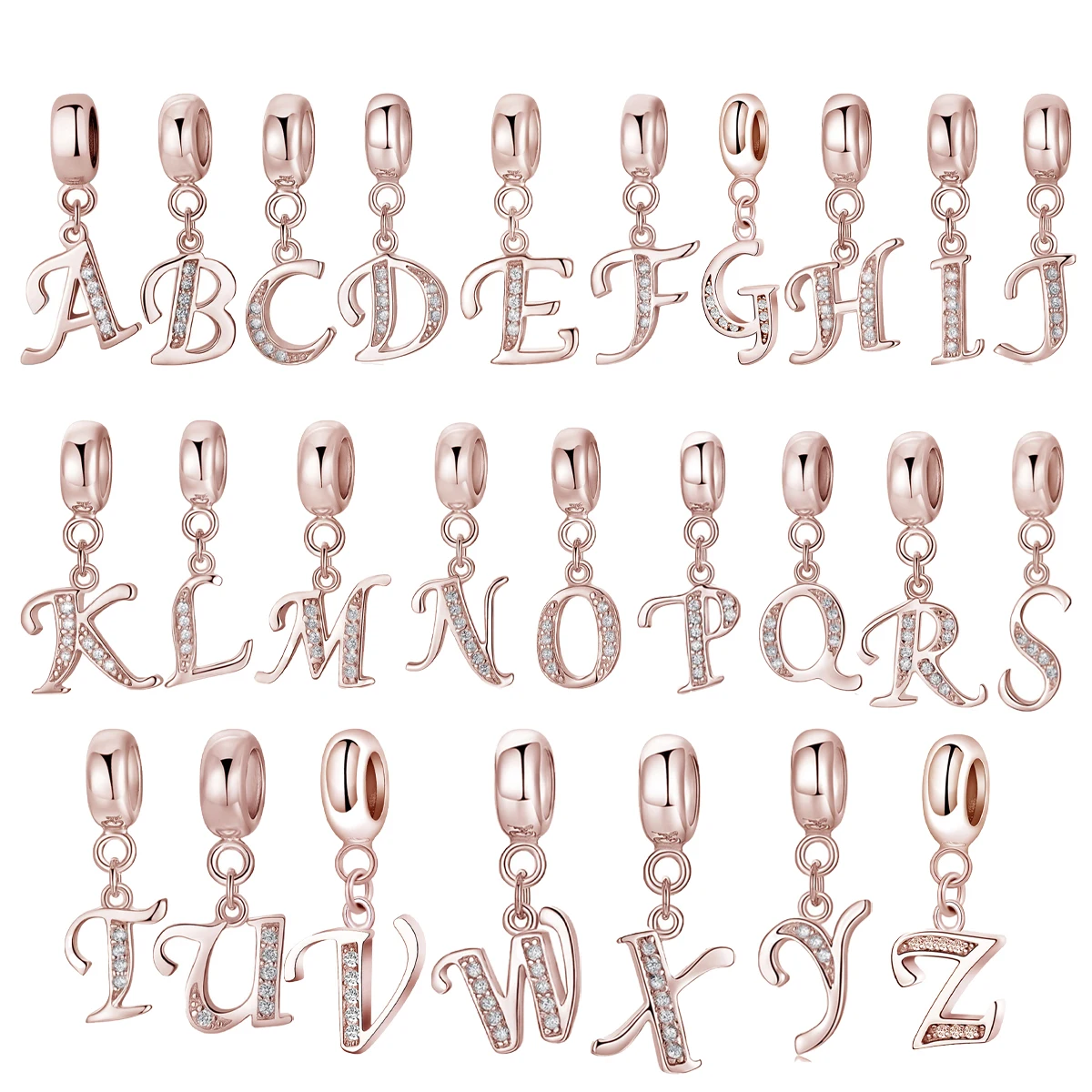 Hot Sale Charm Plata 925 S925 Silver A-Z Alphabet Pendant Initial Letters Fit for Bracelet Necklace Diy Jewelry Accessories