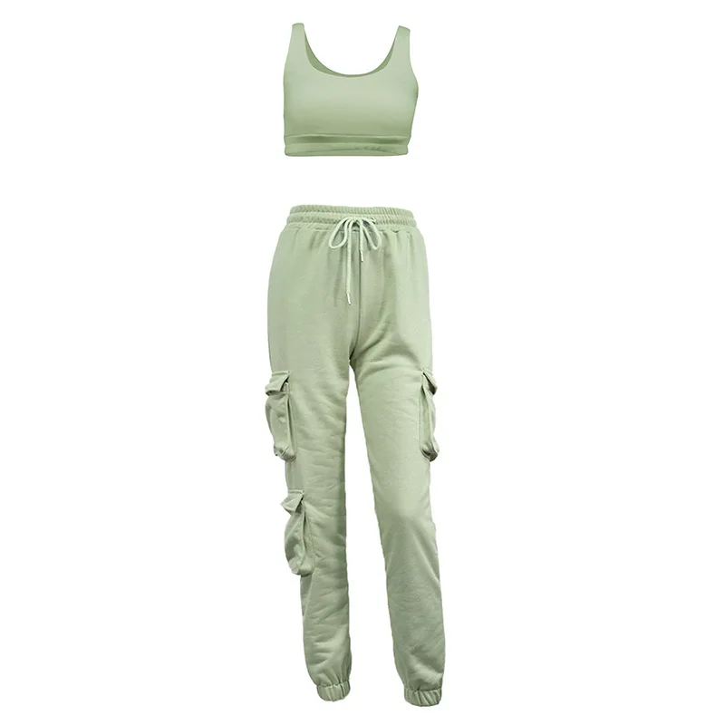 

Fall/Winter 2021 women's umbilical vest and tie-up trousers two-piece suit women