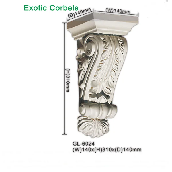 

Polyurethane finished corbel Multi-size Imbricated corbels, White, gold, silver,bronze, champagne, custom made etc