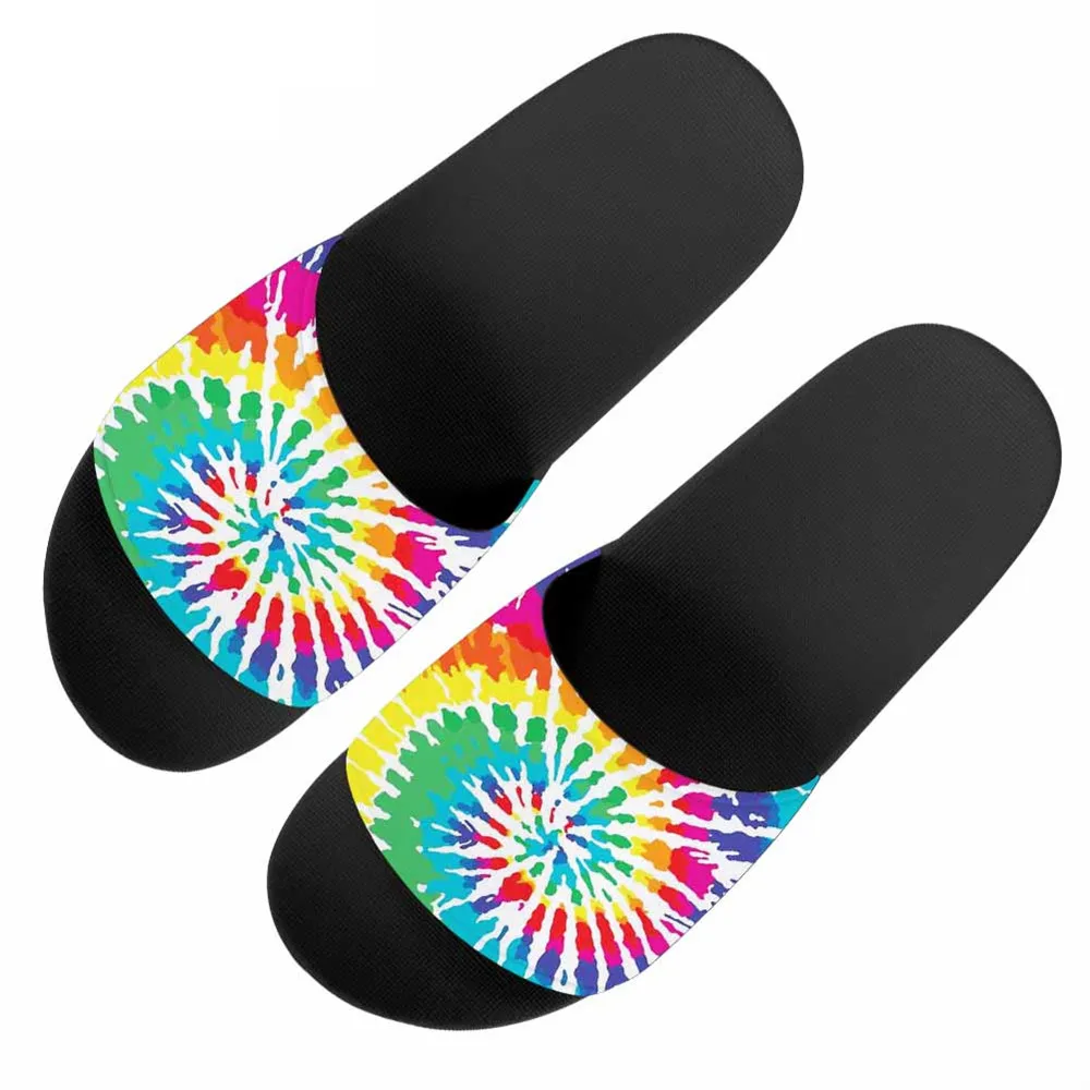 

fashion ladies slippers cheap rainbow tie dye pattern spa slippers 2021flat house slippers whole women beach sandals for bath, As the pictue show or custom