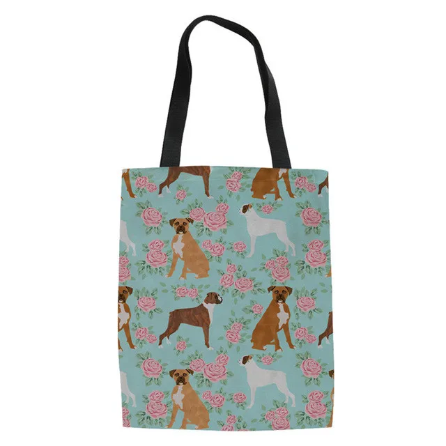 

Print on Demand Boxer Dog Print Wholesale Canvas Bag Fashionable Summer Beach Canvas Tote Bag Unique Printable Canvas Bag Cotton, Customized color