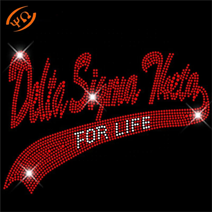 Factory Wholesale Popular Delta Sigma Theta For Life Custom Rhinestone Transfer Hotfix Crystal Motif