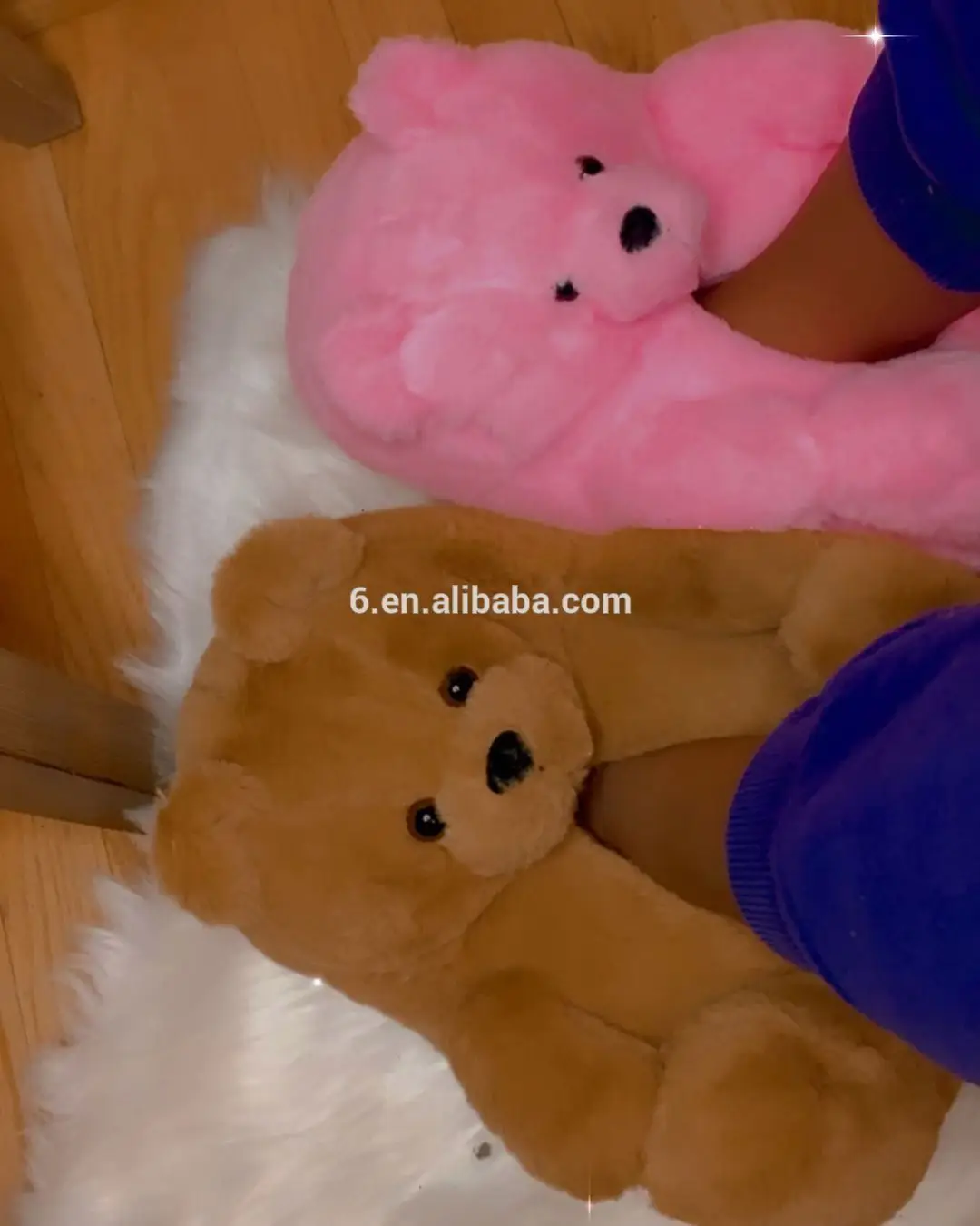 

fashion trend New design fur slides fluffy slides teddy bear slippers for women house slipper, Picture