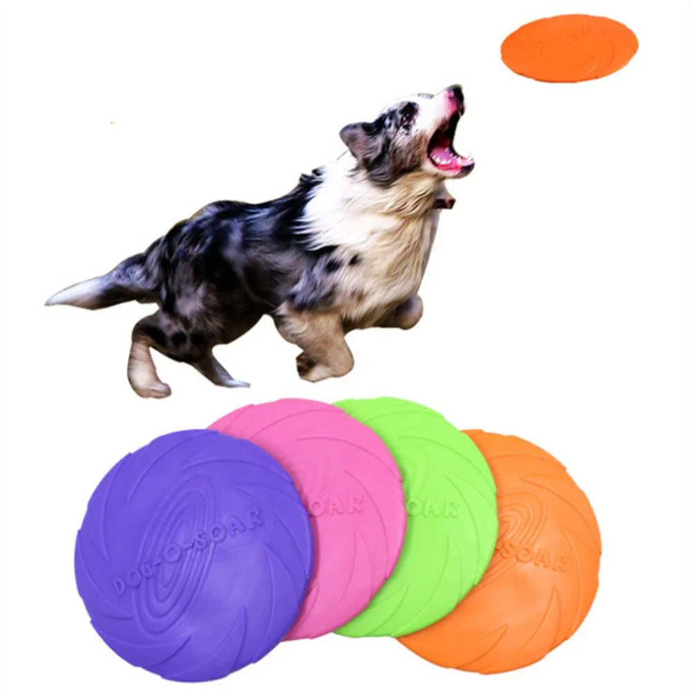 

Interactive Dog Chew Toys Resistance Bite Soft Rubber Puppy Pet Toy for Dogs Pet Training Products Dog Flying Discs, Blue,pink,orange,green,purple