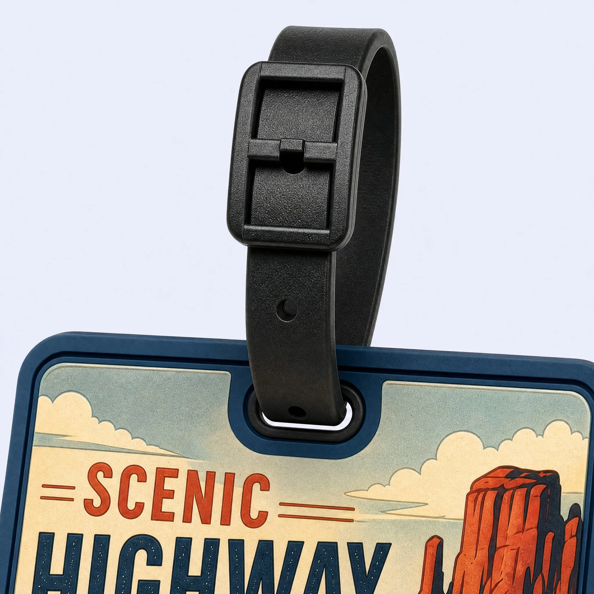 Custom 3D Soft PVC Luggage Tag Adjustable Buckle Strap and Molded Loop Detail