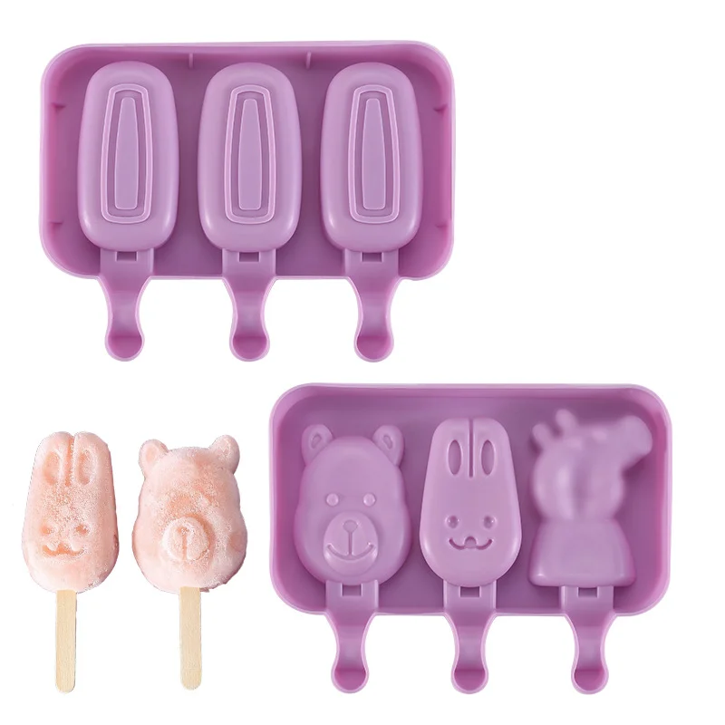 

Wholesale Ice Cream Mould Diy Homemade Cartoon Popsicle Ice Mould Silicone Molds With Wooden Ice Cream Stick, Purple