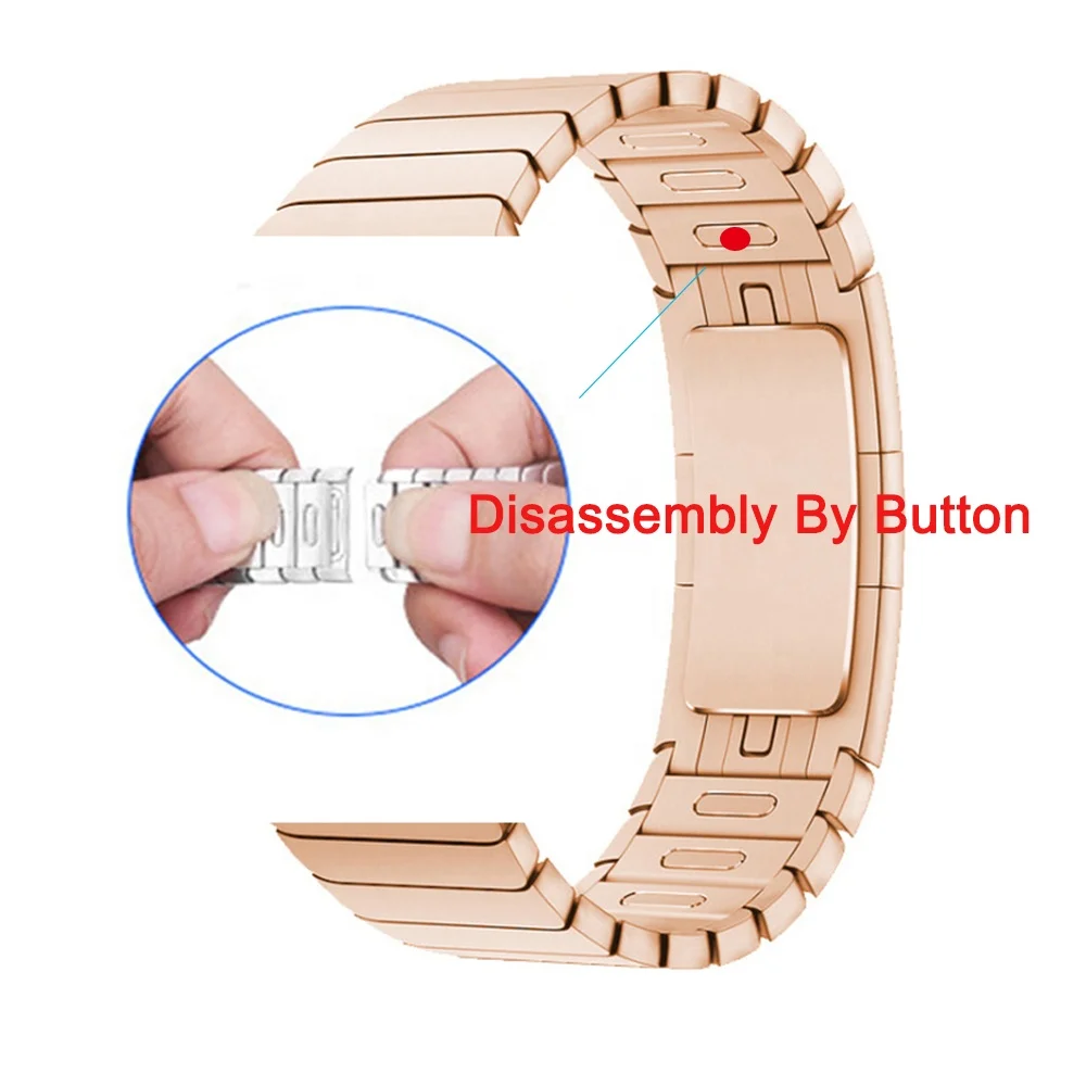 

Tschick Link Bracelet For Apple Watch Band Stainless Steel Band With 1 1 Original Butterfly Clasp Watchband For iWatch 38mm 42mm, Multi-color optional or customized