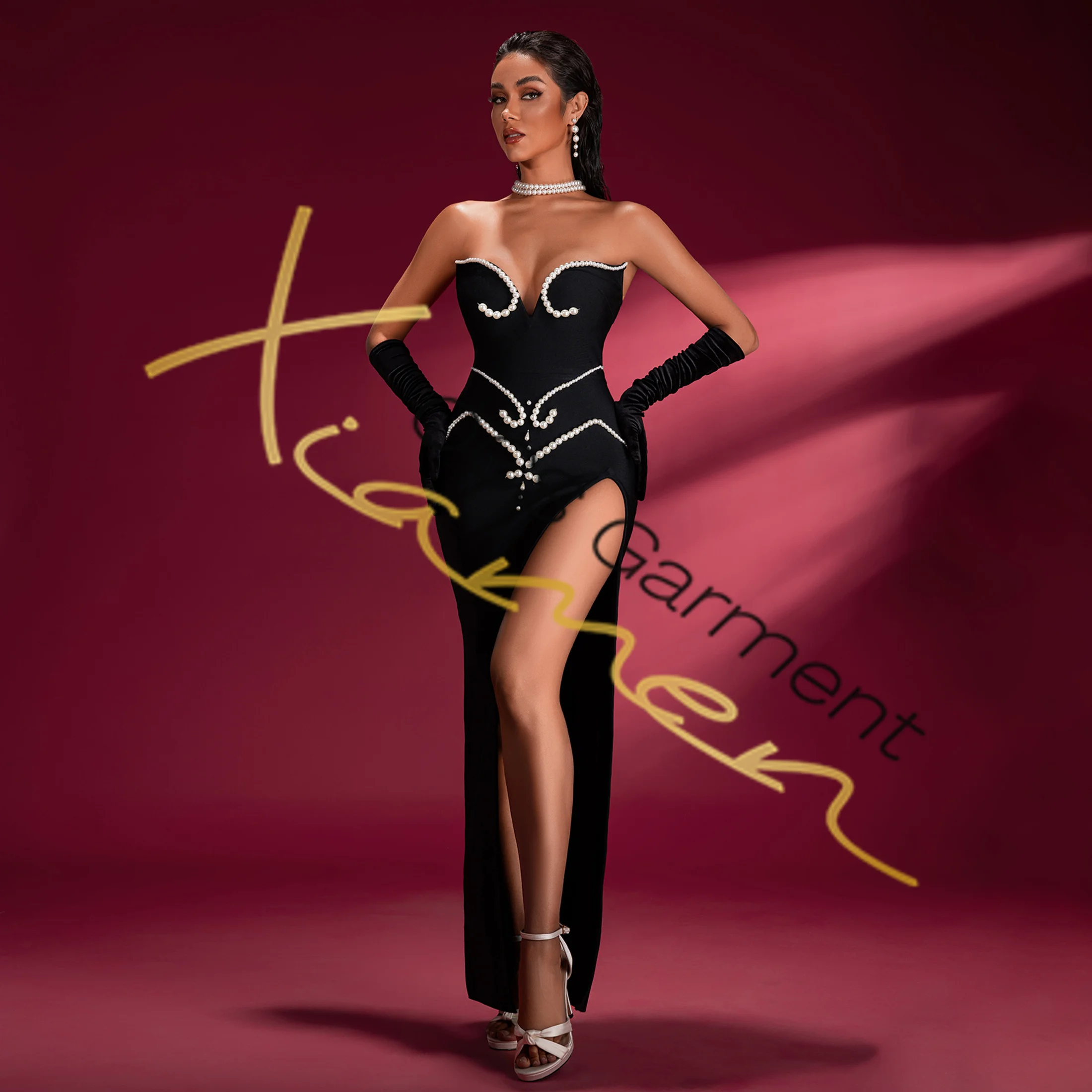 High Split Sexy Bandage Evening Dress