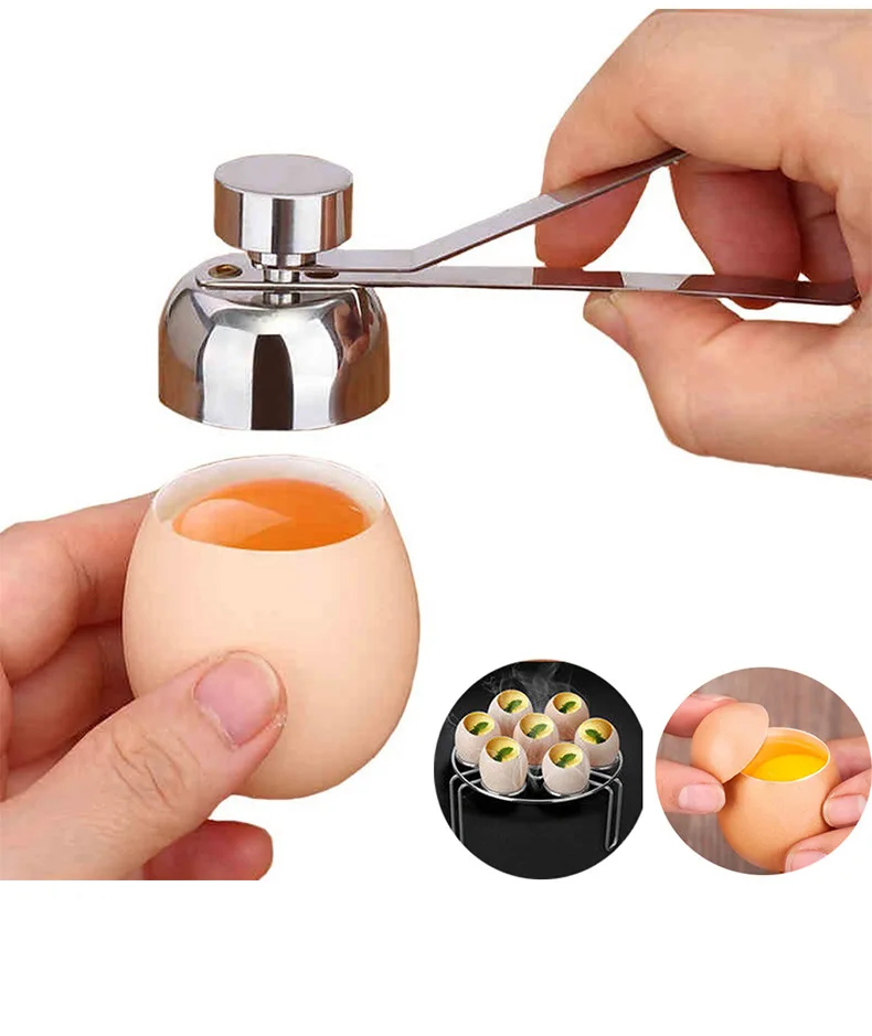 

Gadgets 2021 innovative 304 Stainless Steel Topper Kitchen Tool Creative Boiled Raw Egg Cracker Shell Cutter Opener, Sliver