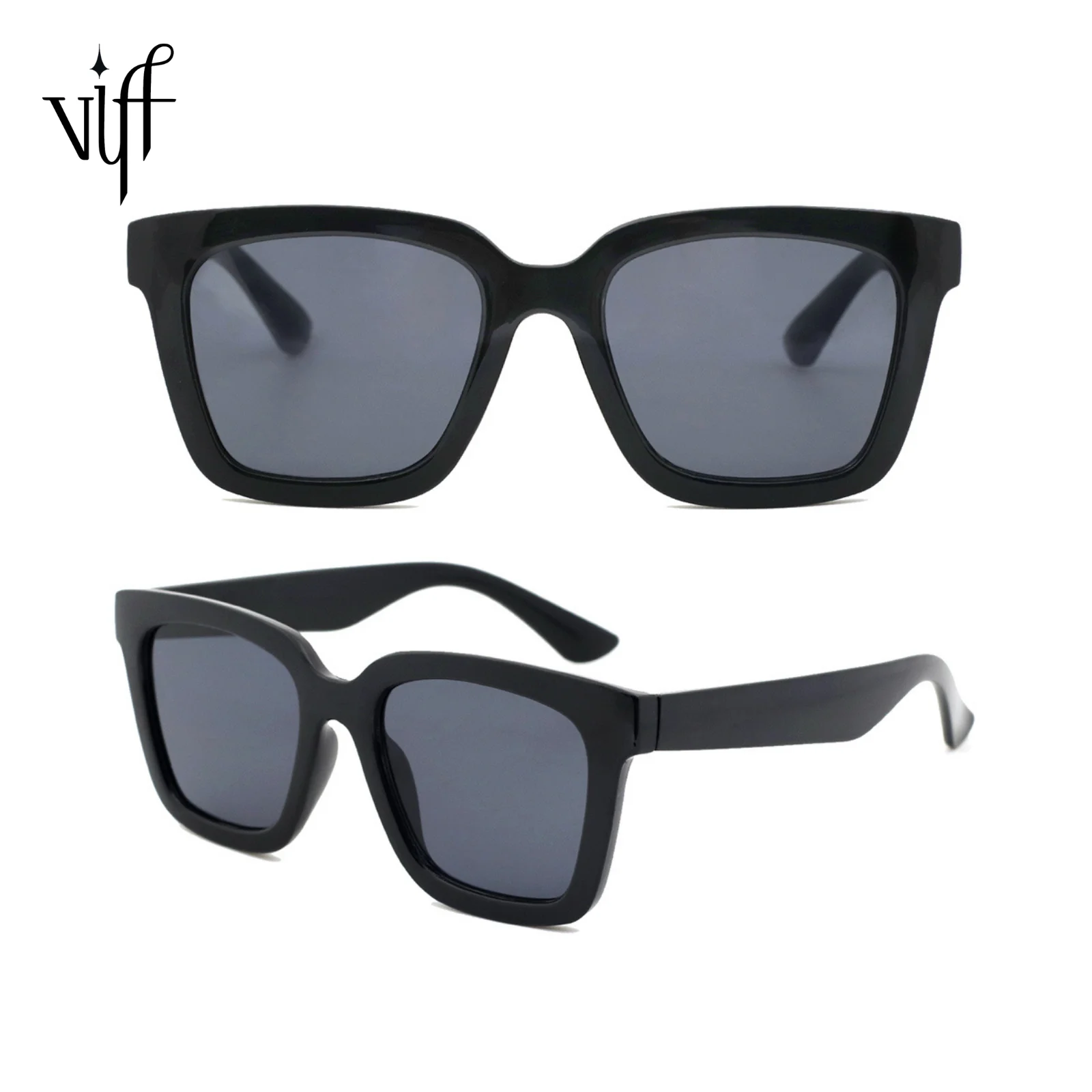 

VIFF HP20885 Vintage Big Frame Sun Glasses River Hot Amazon Seller Chinese Manufacturer Women Retro Big Black Sunglasses 2021