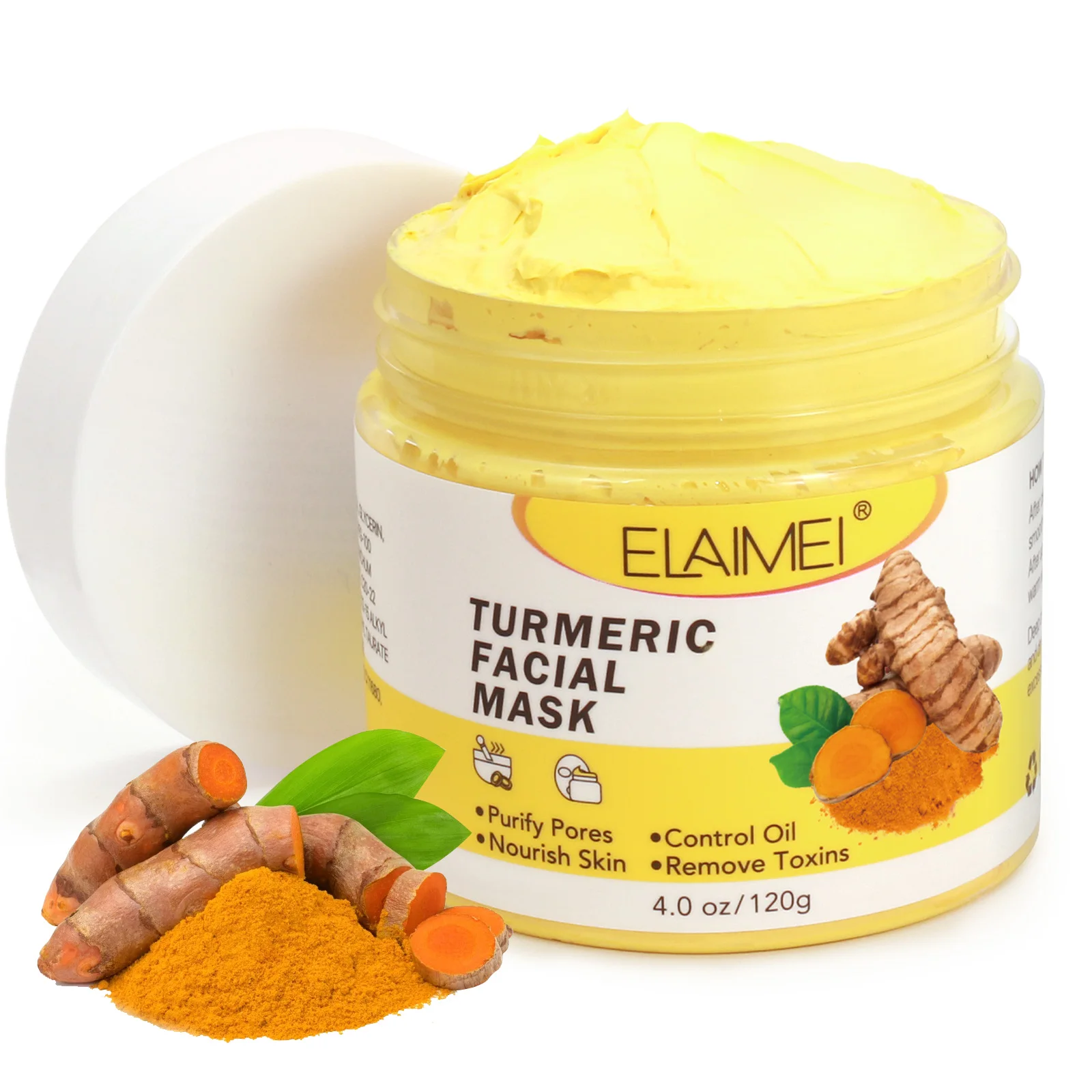 

OEM High Quality Organic Vegan Skin Care Facial Mask Natural Whitening Deep Cleansing Detox Yellow Turmeric Mask