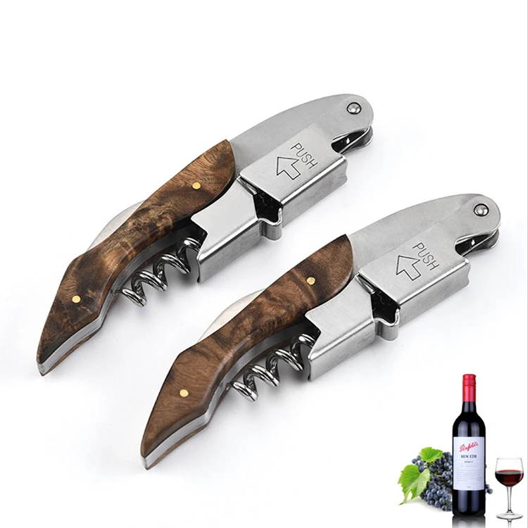 

Professional stainless steel & wood opener and wine bottle corkscrew for waiter
