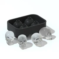 

FL--factory Amazon wholesale 4 unit 3D Skull silicone flexible ice cube mold jello tray mould silicone