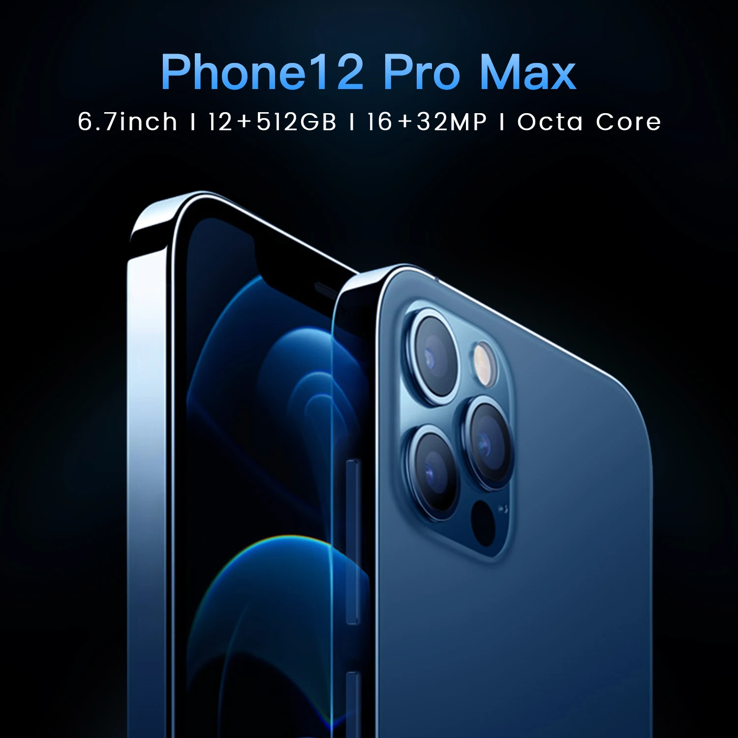 Phone 12 Pro Max Mobile Phone 512GB Face Recognition Fingerprint Unlock Support Dual Card Dual Standby Smart Phone