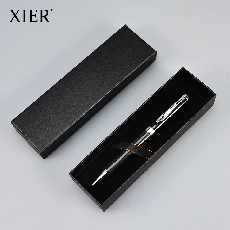
High Quality Professional Business gift office black metal ballpoint carbon fiber pen customized logo 