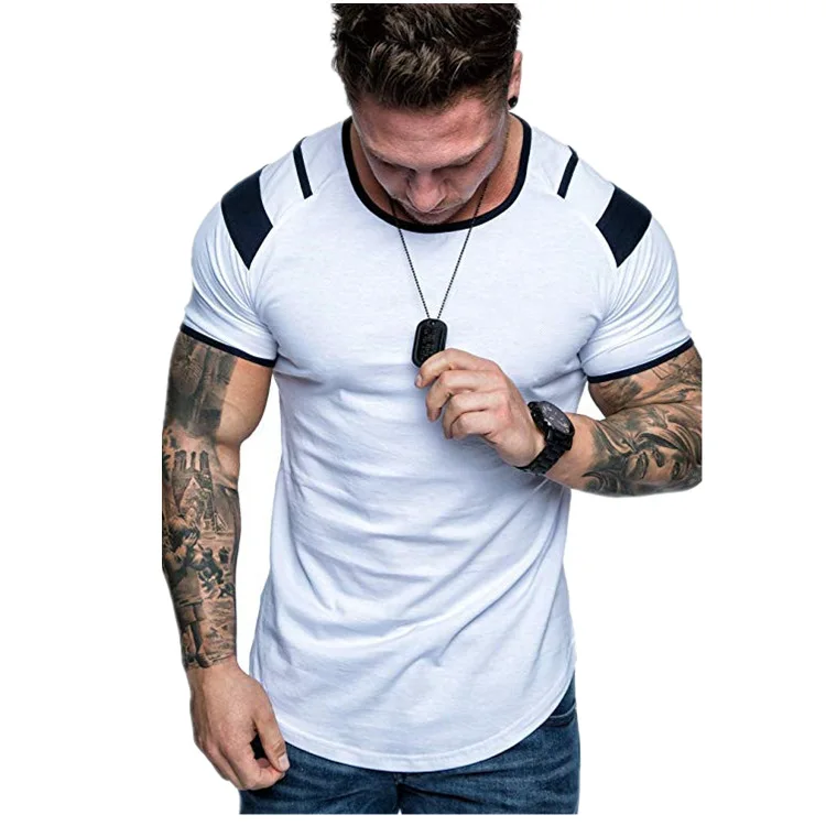 

Wholesale custom summer casual fashion short sleeve men's t shirt round collar mens gym fitness t shirts, White, red, black, army green