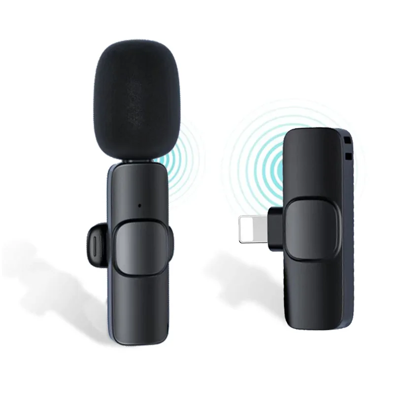 

Wireless Lapel Microphone Convenient Lavalier Mic Noise Reduction Live Interview Mobile Phone Recording Custom Logo, Black color