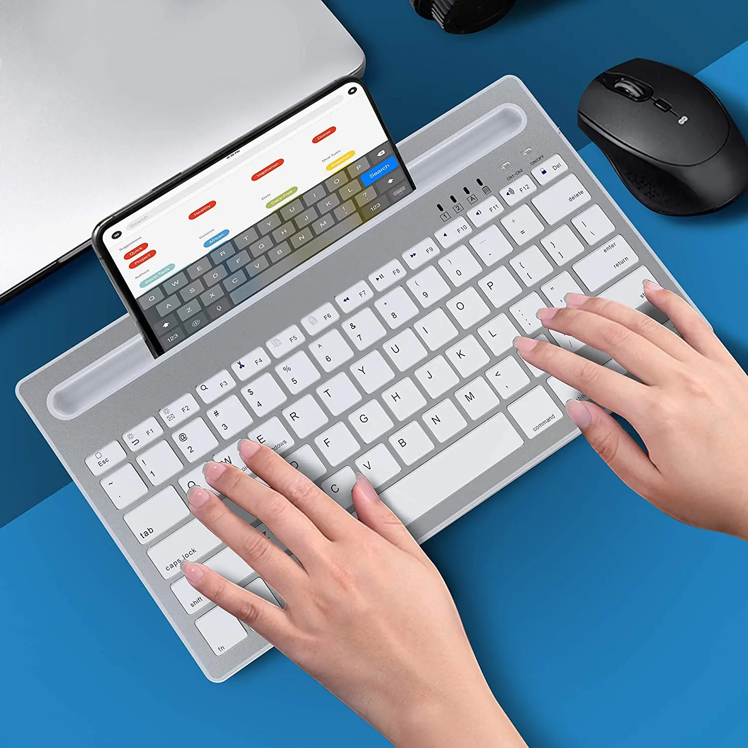 Stock Rechargeable Abs 78 Keys Multi Device Pink Bluetooth Keyboard For