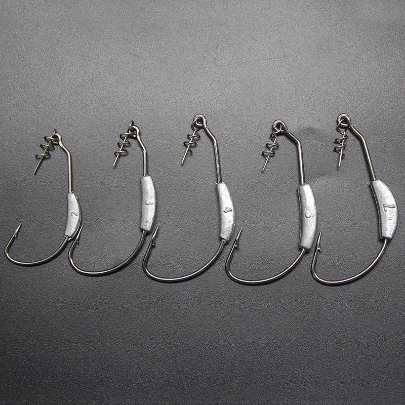 

2021 High strength Offset Crank Hook Lead Weight High carbon steel Fishing Hooks Soft Baits Worm fish Hook, As picture