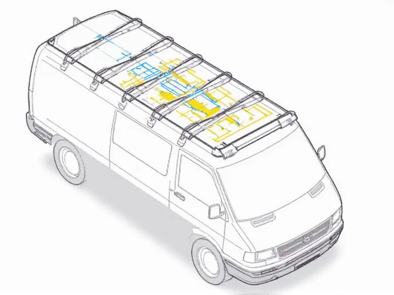 diagram showing weight distribution on van roof structure