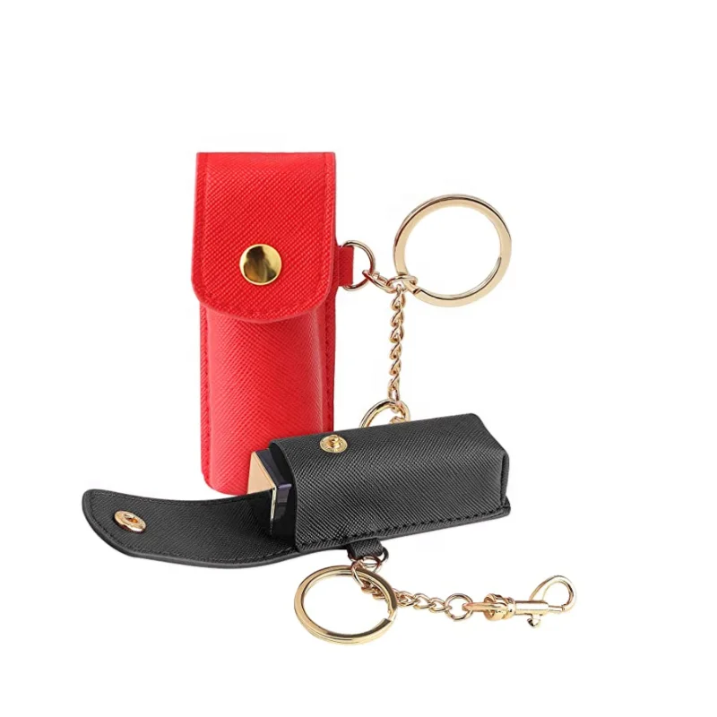Fashion Pu Leather Lipstick Case Holder Lip Balm Holder Bag With Key ...